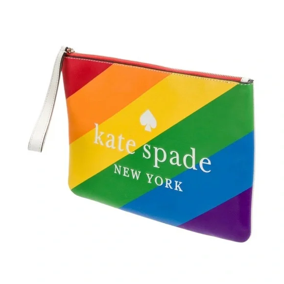 kate spade Rainbow Diagonal Stripe Zip Pouch wristlet - Picture 3 of 5